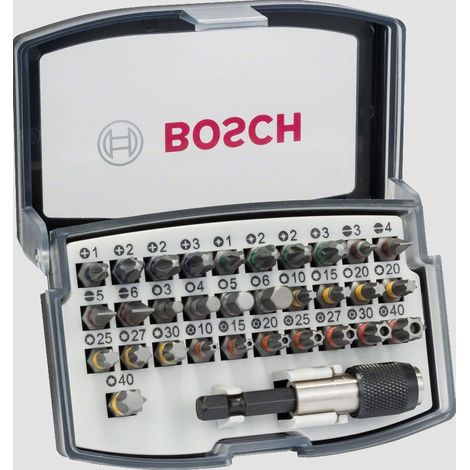 Bosch – Coffret 32 pièces embouts de vissage 25mm – 31 embouts pour visseuse – Porte-embout universel Quick Change 1/4'