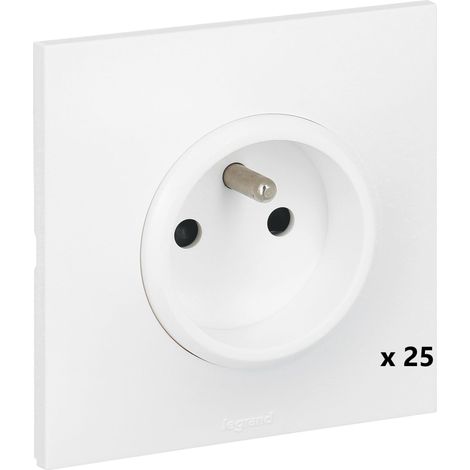 Legrand – Lot de 25 prises de courant Neptune blanc – Prêt à installer encastré – Standard franco-belge 16A 250V – Mécanisme avec griffes de pose (1/3)
