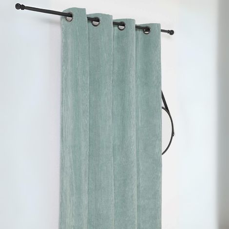 Rideau obscurcissant et isolant en velours côtelé Vert clair 140x260 cm (1/3)