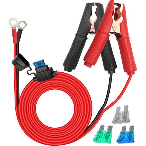 Pince Crocodile Batterie 12V 24V Avec Fusible Pinces Crocodiles Voiture Pince pour Cable Batterie 30A 14AWG, for Automotive Battery Other Equipment (2m) (1/5)