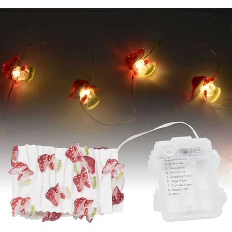 Guirlande lumineuse en fil de cuivre blanc chaud de 3 mètres, en forme de champignon, avec 30 LED, pour décoration de fêtes en extérieur (1/5)