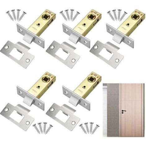5 PCS Loquet Tubulaire en Alliage d'Aluminium et Fer 45 mm Loquet à Mortaise Antirouille Robuste Verrouillage Tubulaire Durable avec Vis pour Serrure de Porte Salle de Bain - Argent (1/4)