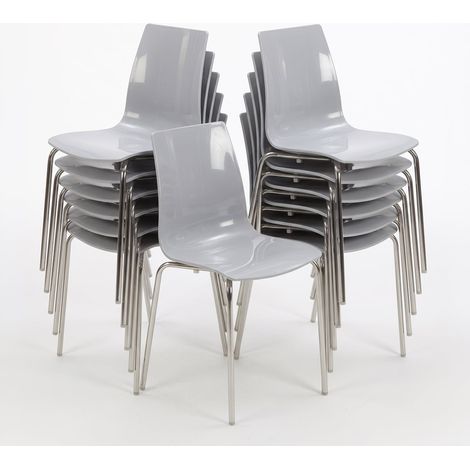 Set 12 Sedie Lollipop Grand Soleil con Gambe in Acciaio per Bar e Cucina - Colore: Grigio (1/5)