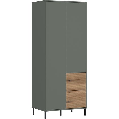 Kinderzimmer Kleiderschrank in grau-grün mit Eiche PARMA-129 (1/4)