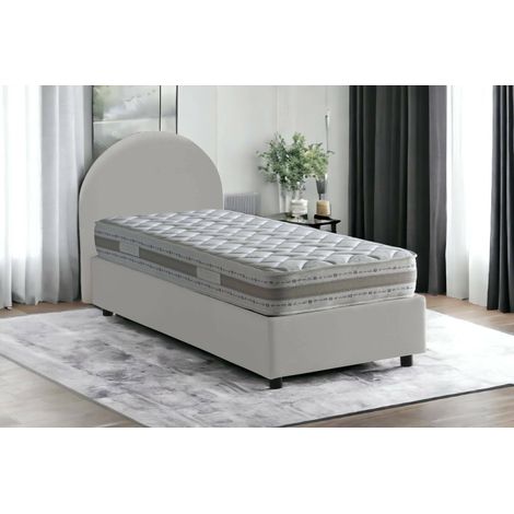 Talamo Italia Cama individual Giorgia, Cama contenedor con tapizado en ecopiel, 100% Made in Italy, Apertura lateral, adecuado para colchón 80x190 cm, Blanco, con embalaje reforzado (1/4)