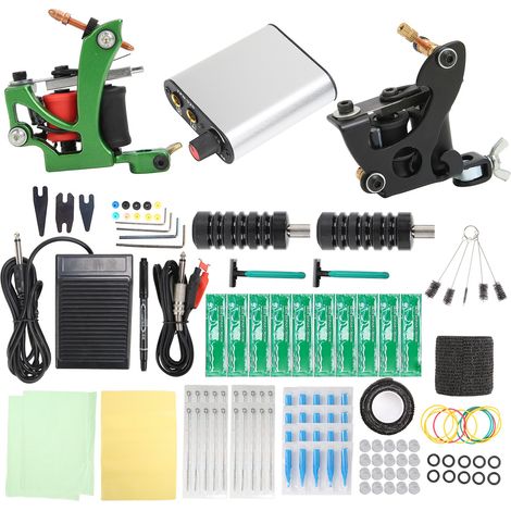 Machine à Tatouer Bobine Double Complète avec Alimentation et Poignée pour Ligne et Ombre, Prise Européenne 90‑265V (1/5)