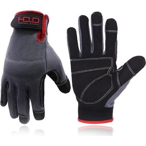 Gants de travail HANDLANDY pour hommes et femmes , gants de travail mécaniques pratiques pour écran tactile , gants de travail de jardin flexibles taille M (1/4)