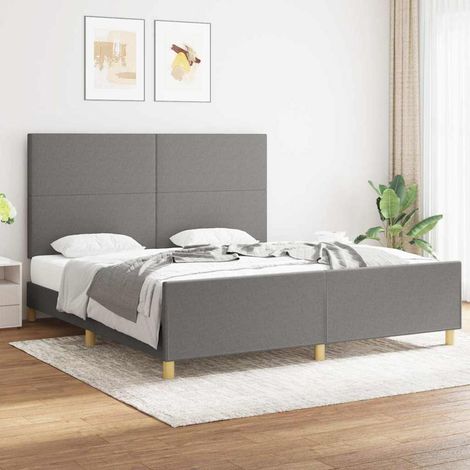 Cadre de lit sans matelas gris foncé 180x200 cm tissu (1/5)