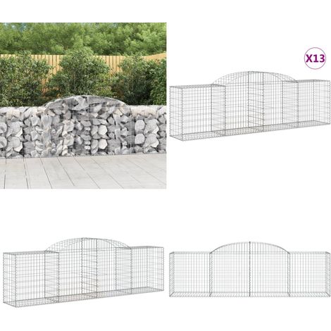 Gabionen mit Hochbogen 13 Stk. 300x50x80/100cm Verzinktes Eisen - Gabionen - Gabionenwand - Gartendeko - Gartenzubehör - Zaun - Home & Living (1/5)