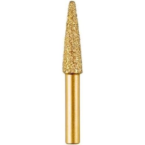 Tête de meulage diamantée brasée de 8 mm, type pointu, poignée ronde de 6 mm, foret de polissage à gros grain pour bois et pierre, ponçage du métal, ébavurage en acier inoxydable, coupe de (1/5)