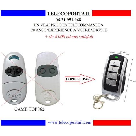 Télécommande copieuse multifréquence - CAME TOP862 - 4 canaux - 280–880 MHz - Rouge (1/2)