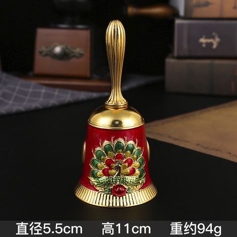 (Jin Hongcai) Cloche rétro en cuivre à manivelle pour servir les plats (Métal)
