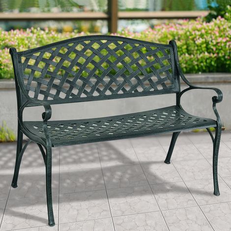 Banc de jardin antique en aluminium extérieur 40 pouces - banc de patio (1/5)