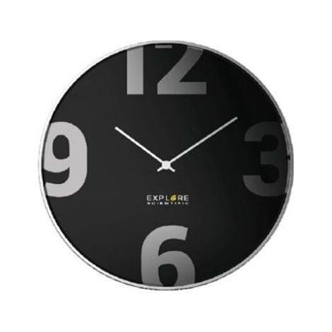 Explore Scientific RAC1002CM3000 Orologio da Parete Radiocontrollato Diametro 25 cm Movimento Silenzioso Tedesco in Metallo colore Black e Silver