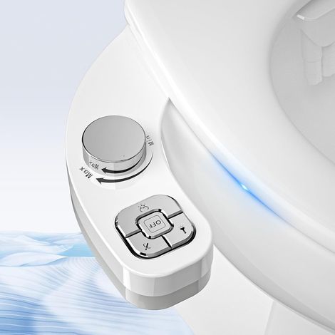 Pulvérisateur Bidet Toilette WC - Non Électrique Accessoires De Toilette Japonaise - Buse Rétractable Avec 2 Angles De Jet(Anti-colmatage)- Pour Le Nettoyage Avant Et Arrière (Argent) (1/5)