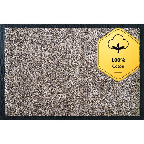 Tapis d'Entrée Antidérapant en Coton, Beige 100 x 150 cm (1/5)