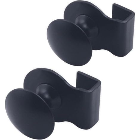 Lot de 2 poignées de porte en verre, poignée à clip en acier inoxydable sans perçage Clips de porte Pinces tire poignées boutons pour vitrines de vitrines en verre 58 mm, (noir)