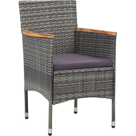 Chaise de jardin résine grise et acacia Fatis - Lot de 2 (1/3)