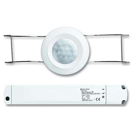 Busch-Jaeger Busch-Wächter® Rilevatore di presenza BasicLINE mini 6 m 2000 W bianco alpino (6811 EB), 2CKA006800A2508