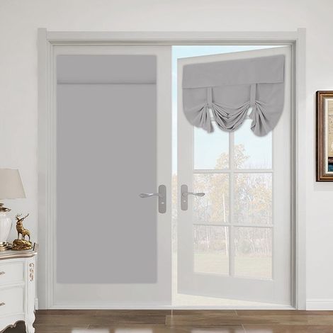 Tenda oscurante moderna in lino grigio chiaro in stile francese, 66x173 cm. (1/5)