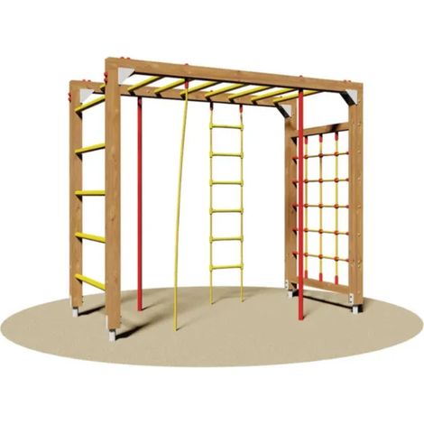 Multigioco Ecuador 741 Giochipark legno rete corda pertiche 250x120x220h