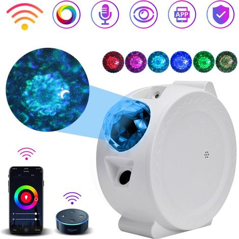 Projecteur de ciel étoilé LED intelligent, contrôle WiFi, synchronisation musicale, veilleuse à effet d'ondulations d'eau (1/5)