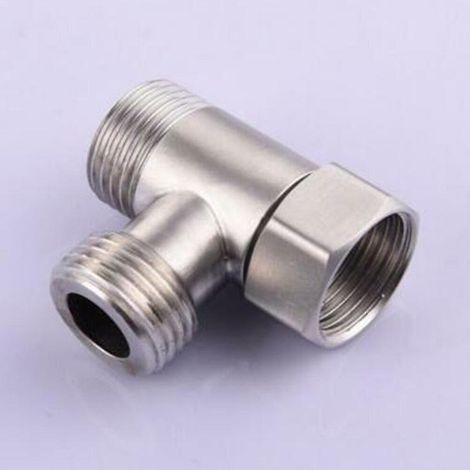 Adaptateur en T en cuivre 304 pour WC, robinet en T G1/2 pour douchette de bidet. (1/4)