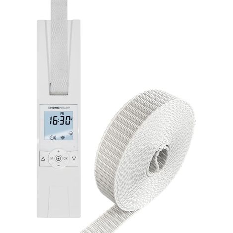 Kit pour volet roulant : enrouleur de sangle électrique RolloTron Power + sangle de rechange (23 mm de large, 12 m de long, couleur : gris) (1/5)