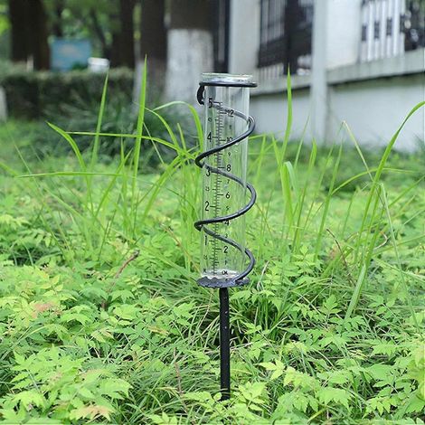 Regenmesser mit Ständer, große Ausführung (12 ml) mit Spiralanker für Garten, Hof und Außenbereich