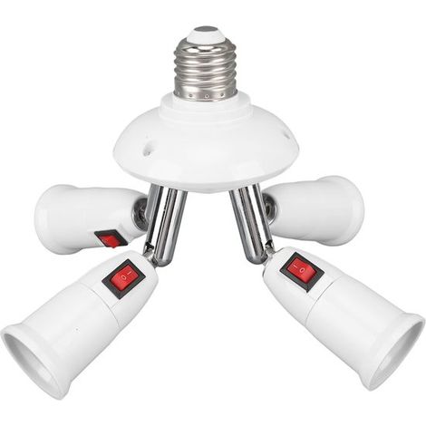 SolidChoice – Lichtverteiler-Fassung – 4-in-1-Adapter – 360° drehbar – 180° biegbar – E26/E27 – Praktisch für Beleuchtung – Weiß (1/5)