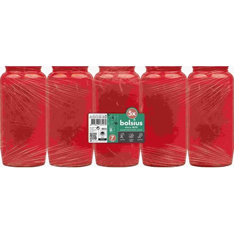 BOLSIUS Kompositionslicht rot 5er Pack 14 cm Grabkerze