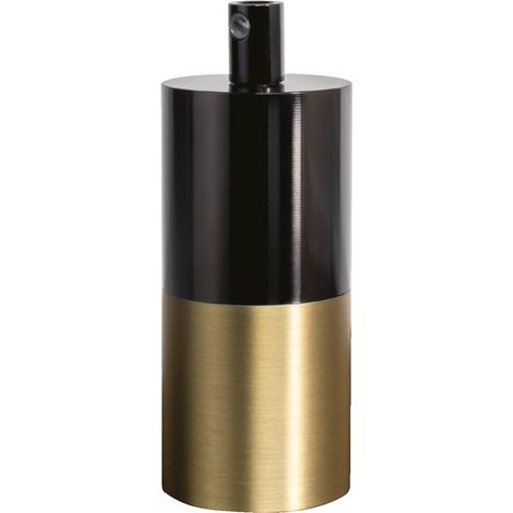 Kit Douille E27 + Cache douille métal cylindrique noir et doré - Tibelec (1/5)
