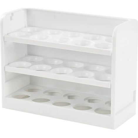 Porte-œufs 3 étages - Rangement réfrigérateur - Organisateur de cuisine blanc (1/5)