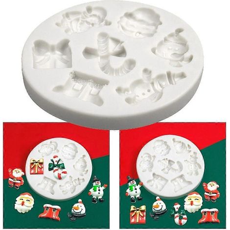 Moule à fondant en forme de bottes de Père Noël et de bonhomme de neige, outil de pâtisserie pour gâteaux de Noël (1/4)
