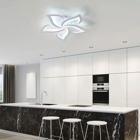 Plafonnier LED design fleur blanche 6500K, plafonnier moderne 51-60W lumière froide pour chambre salon salle à manger (1/5)