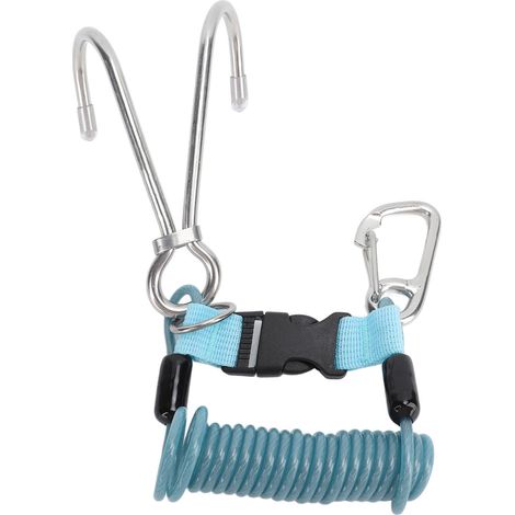 Crochet de plongée en acier inoxydable à ressort, mousqueton double avec boucle à libération rapide, accessoires de plongée bleus (1/5)