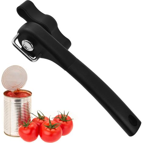 Ouvre-boîte manuel, ouvre-boîte manuel avec lame latérale, ouvre-boîte de voyage portable, lame dissimulée en acier inoxydable et poignée en caoutchouc. (1/5)