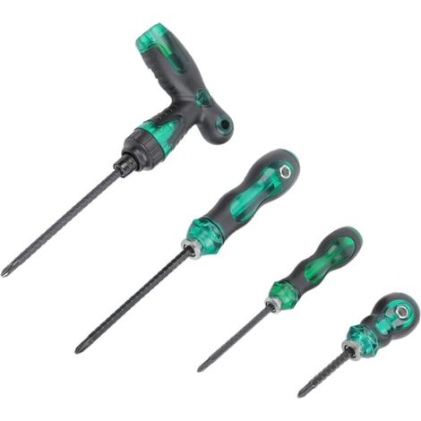 4pièces Tournevis à Cliquet Rétractables Tournevis Plat Multifonction Pour Maintenance Électronique Et Domestique (1/5)