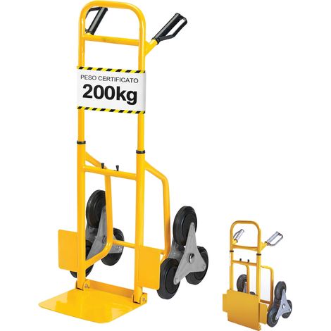Carrello telescopico saliscale in acciaio 200 kg richiudibile con pedana ribaltabile
