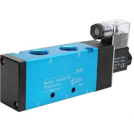 Électrovanne pneumatique 4V410-15 à 2 positions et 5 voies, 50 mm, 0,180,8 MPa, IP65 (24 V CC) (1/5)