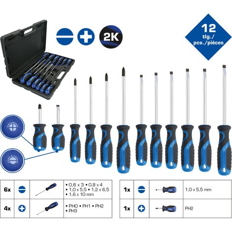 Brilliant Tools Schraubendreher-Satz, 12-tlg, Schlitz, PH