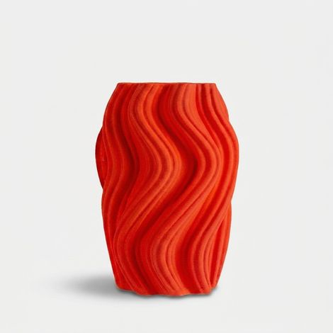 Vaso piccolo in porcellana da arredo Corolla - Rosso (1/4)