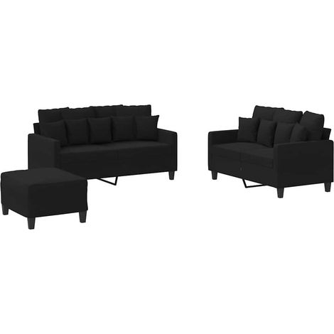 Ensemble de Canapé  Sofas 3 pcs avec coussins Noir Tissu (1/5)