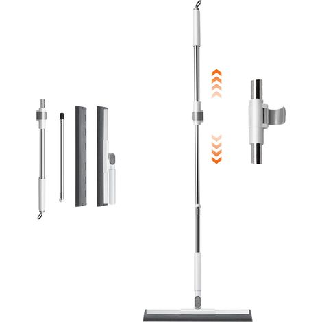 Raclette Douche Télescopique avec Tête Rotative à 180° - Raclette Sol et Vitre avec Manche Long Extensible - Balai Raclette Sol Anti-Traces pour Salle de Bain, Carrelage et Poils d'animaux (1/5)