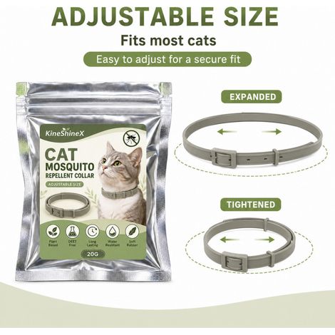 KineShineX Mückenschutzhalsband für Katzen, langlebig, wasserdicht, dehnbar, aus weichem Gummi (1/5)