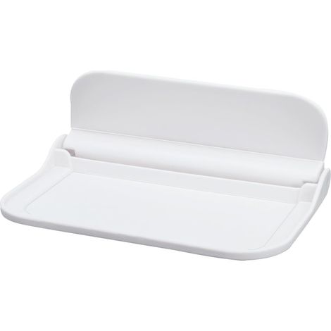 Sollbry Estantes de pared plegables, 18 x 11 cm, para baño, sin taladrar, de plástico, color blanco, para baño, salón, dormitorio, cocina y oficina. (1/5)