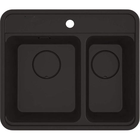 Lavello cucina da incasso in granito con 2 vasche 60x52 cm nero - Mira