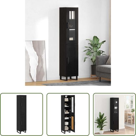 Hochboard Küche - Highboard Schwarz Eichen-Optik 34,5 x 34 x 180 cm Holzwerkstoff (1/5)