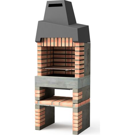 MOVELAR - Barbacoa de Obra Prefabricada de Leña y Carbón Modelo Cali Plus (Gris, Naranja - 76,5 x 58 x 215 cm) REF: 8889/1 - Cocina de Exterior con Chimenea para Jardín y Terraza (1/4)