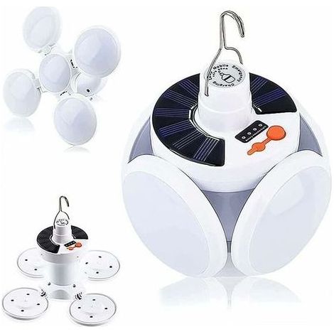 Lampe de camping solaire LED rechargeable, 5 modes SOS étanche Mini lampe de camping pliable pour extérieur portable lampe de camping tente lampe batterie externe (1/5)